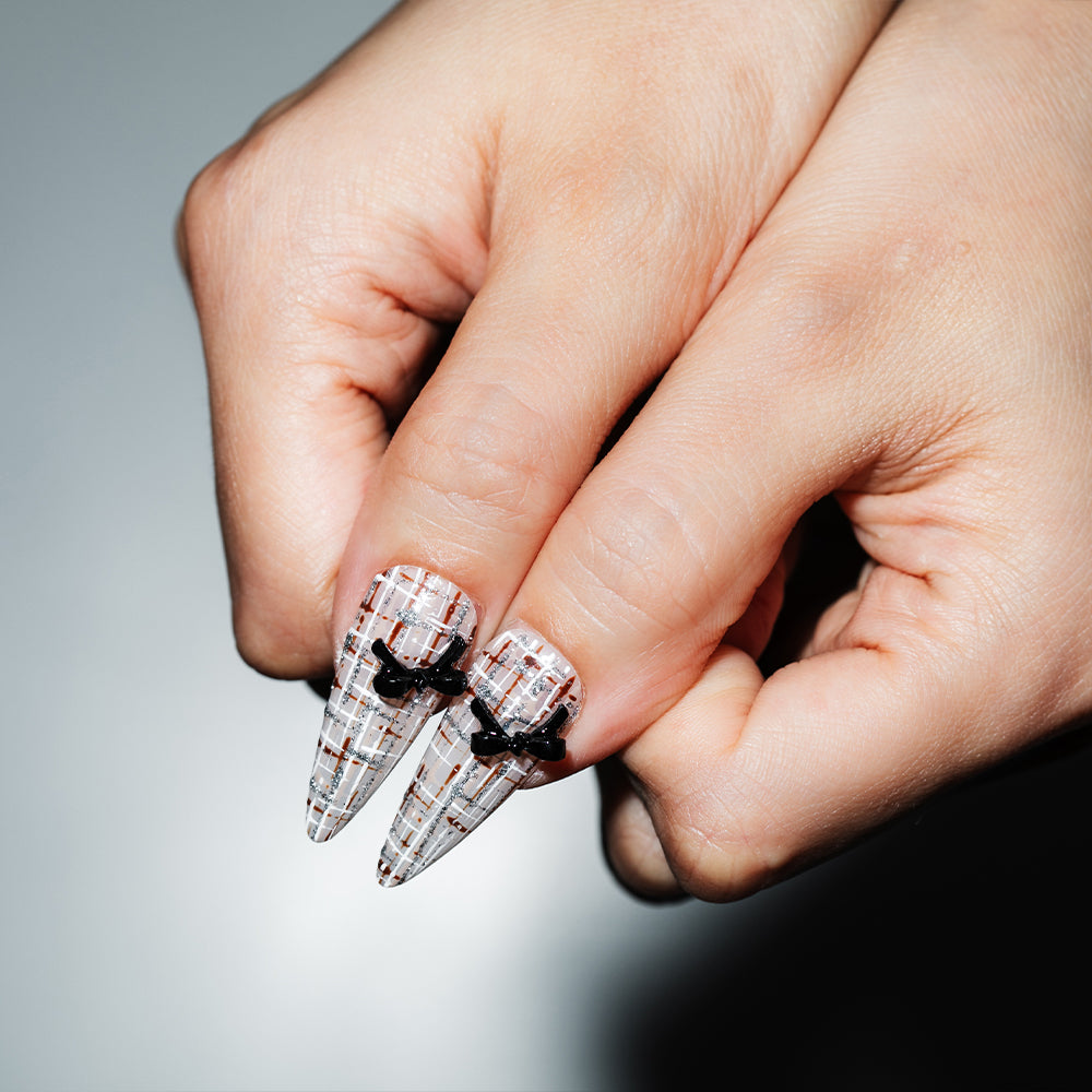 ツイードリボンデザイン(オーダーネイルチップ)