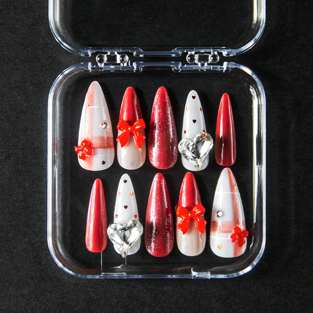 ハートガーリーチェック(オーダーネイルチップ)