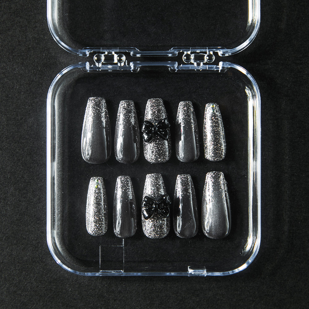 キラマグブラック バレリーナチップ(オーダーネイルチップ)