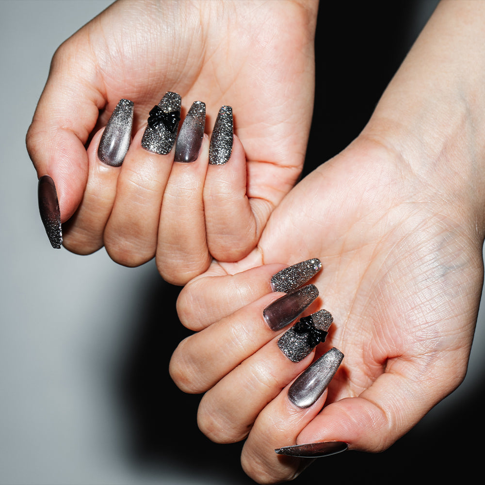 キラマグブラック バレリーナチップ(オーダーネイルチップ)