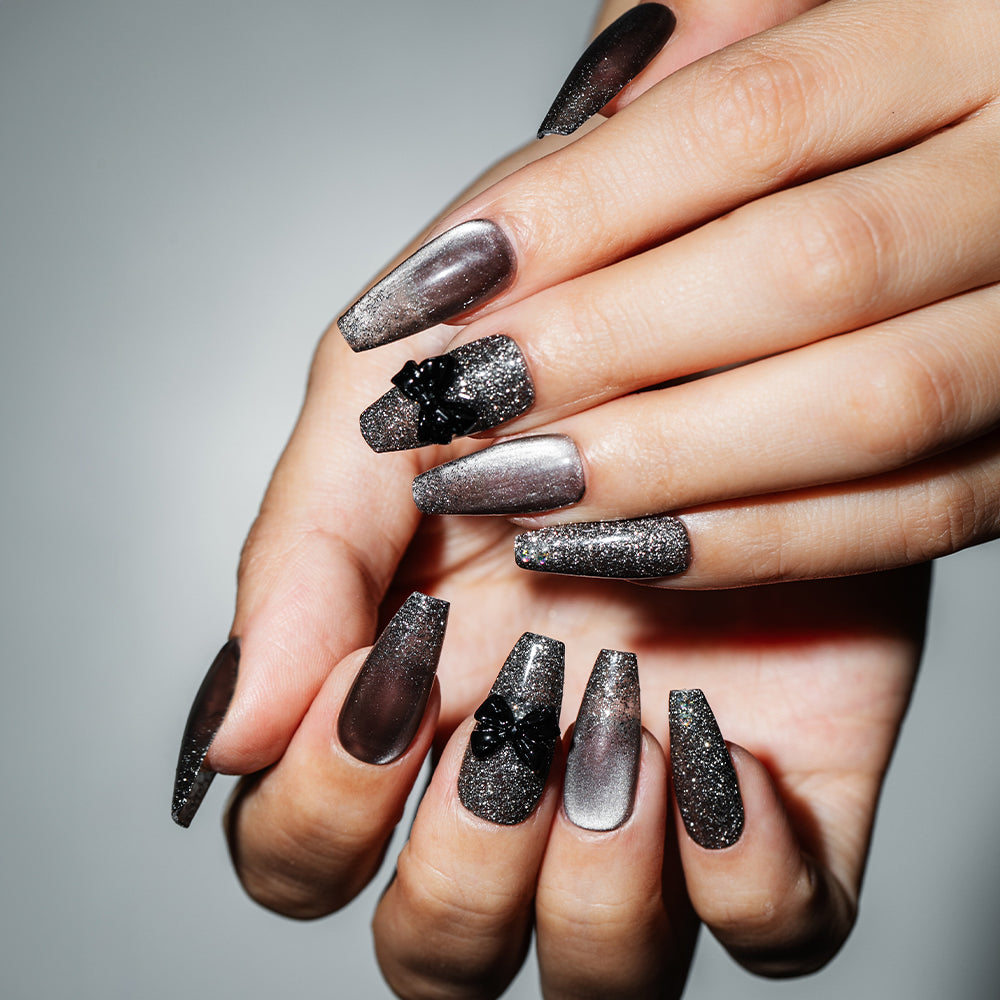 キラマグブラック バレリーナチップ(オーダーネイルチップ)