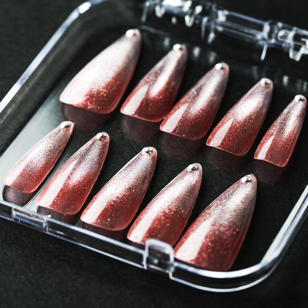 ピンクマグネット×シルバーミラー グラデーションネイルチップ(オーダーネイルチップ)