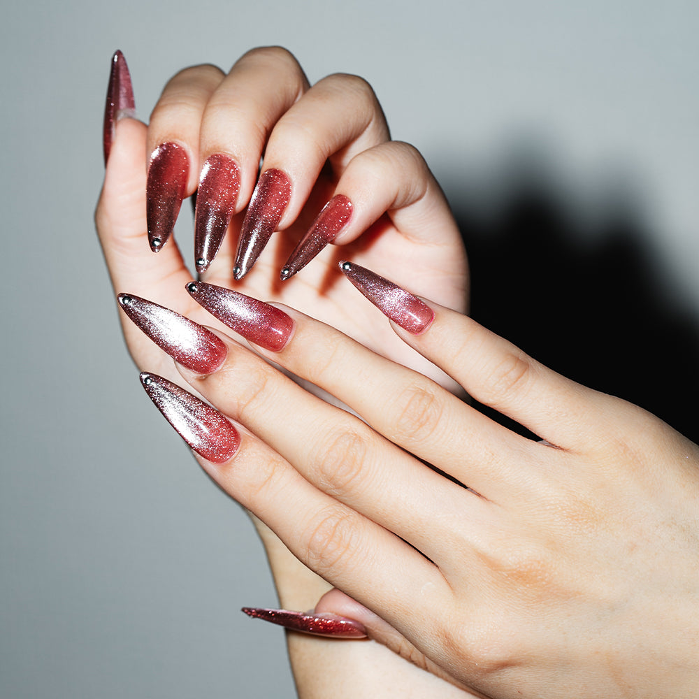 ピンクマグネット×シルバーミラー グラデーションネイルチップ(オーダーネイルチップ)