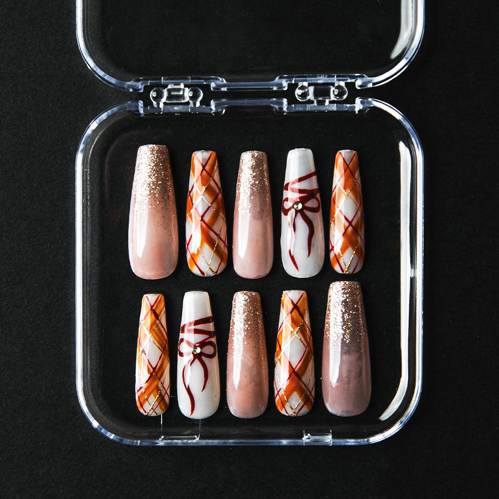 アーガイルチェックリボン(オーダーネイルチップ)