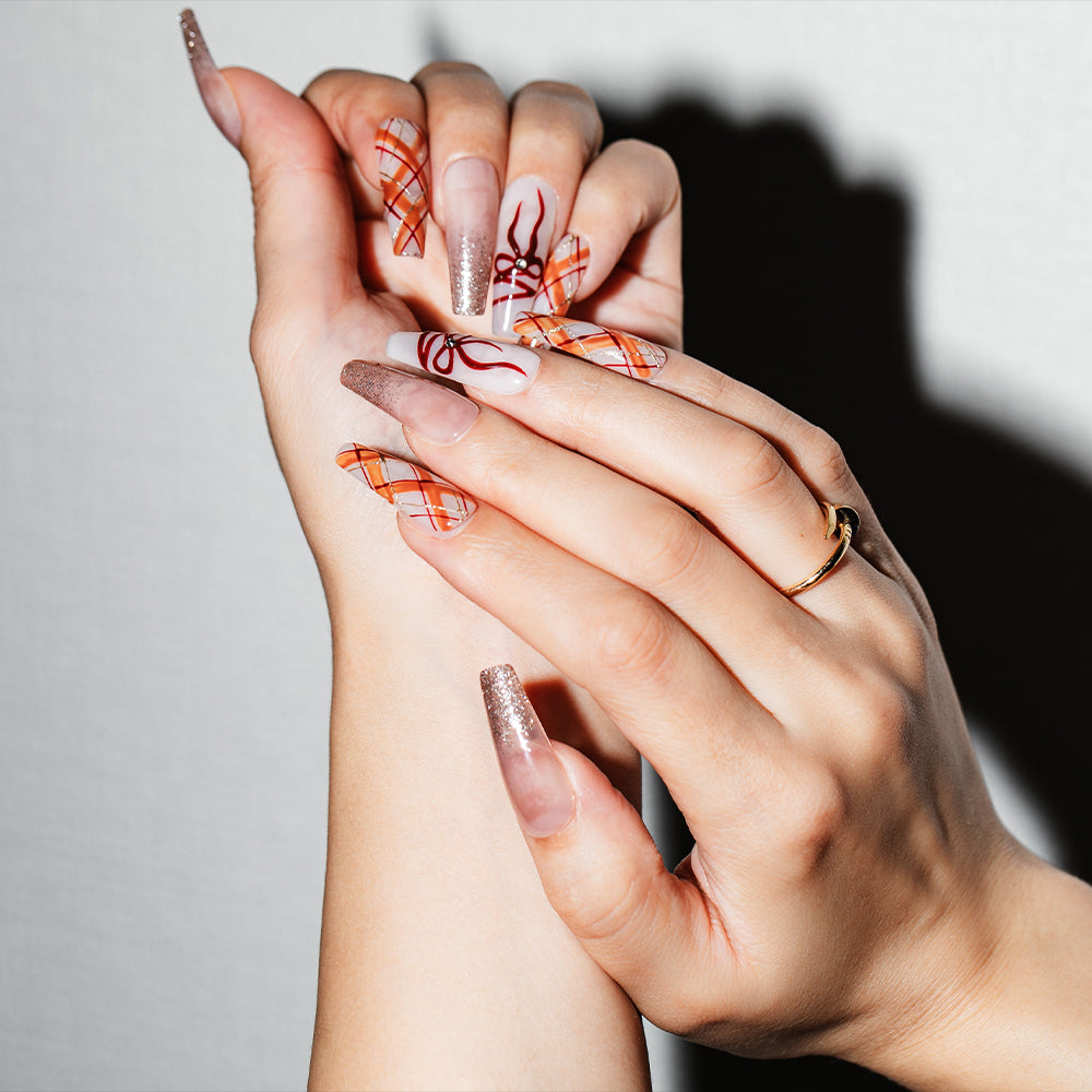 アーガイルチェックリボン(オーダーネイルチップ)