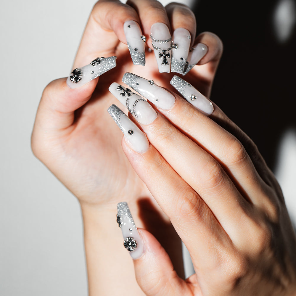 シルバーチェーンクロムフレンチ(オーダーネイルチップ)