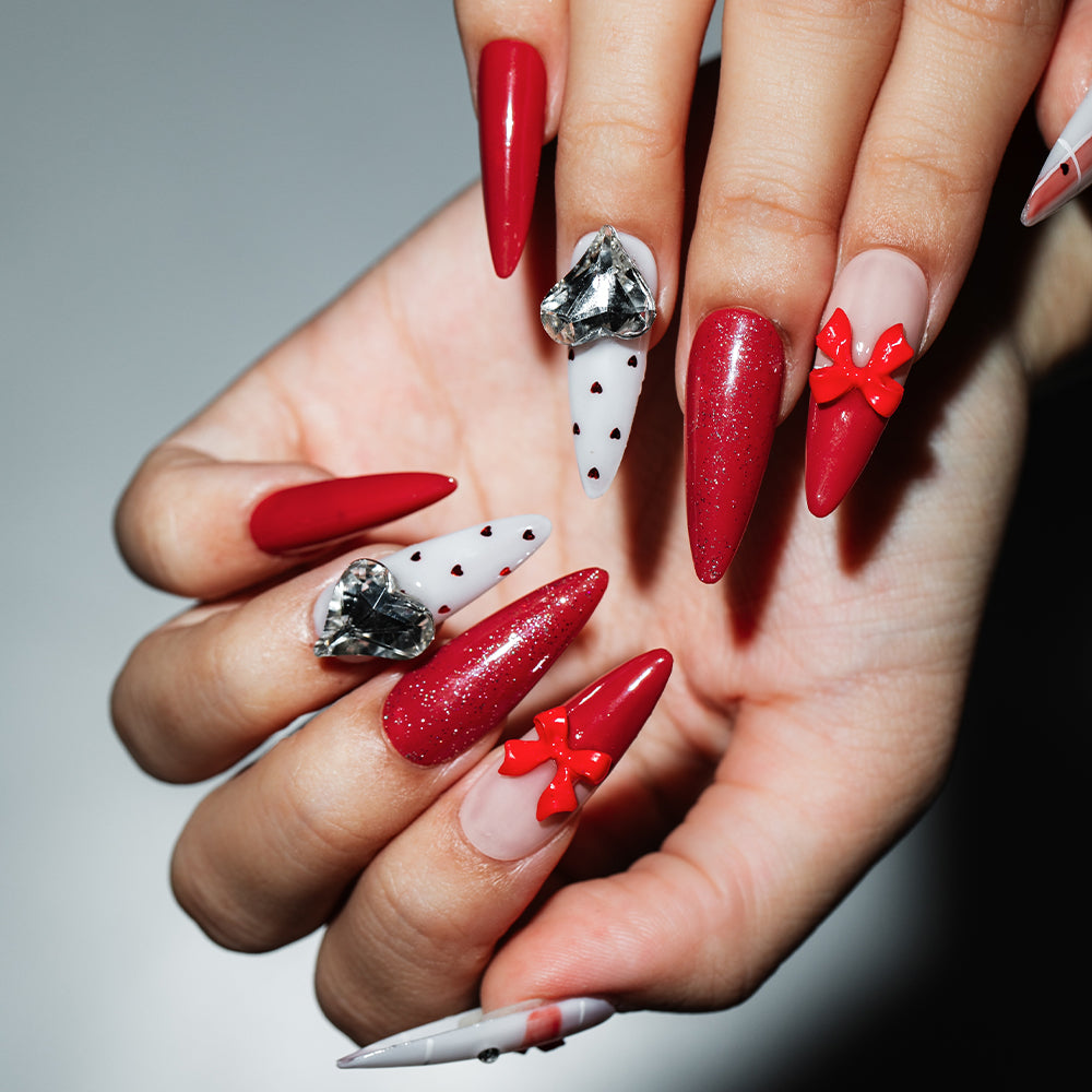 ハートガーリーチェック（オーダーネイルチップ）