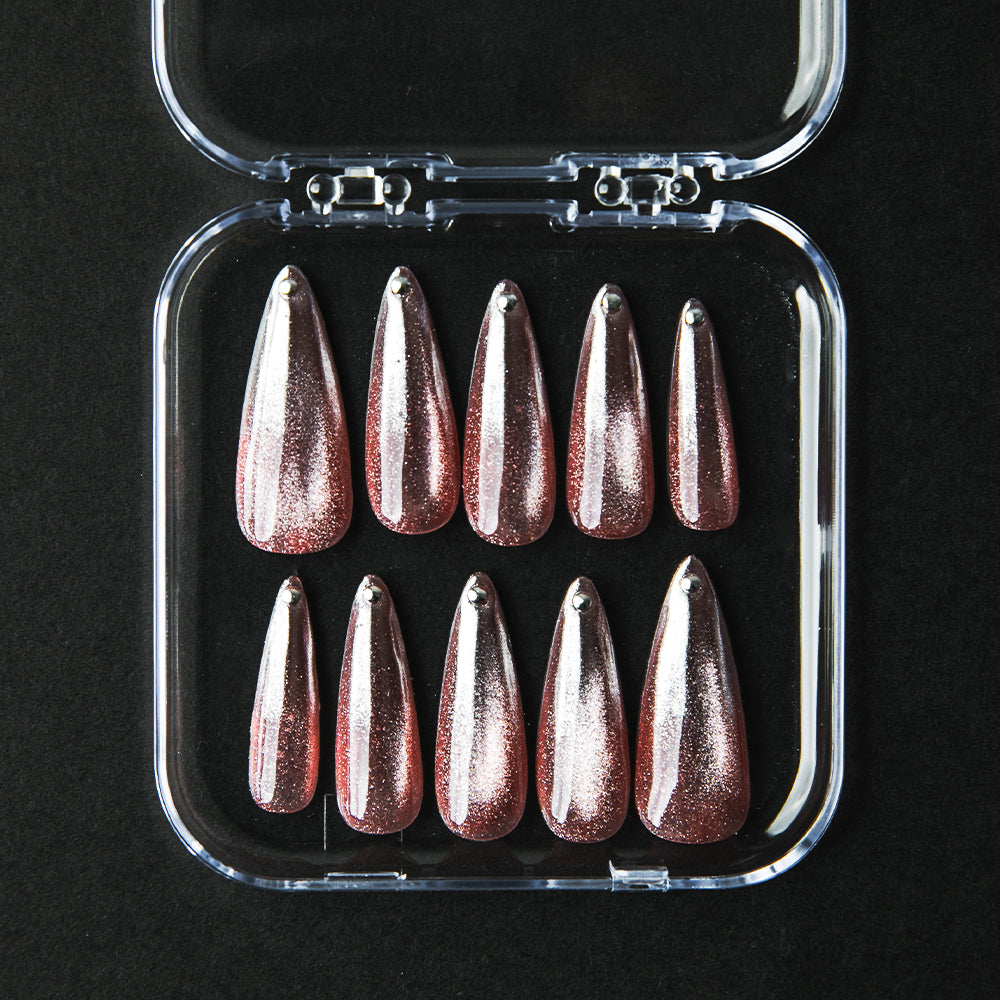 ピンクマグネット×シルバーミラー グラデーションネイルチップ（オーダーネイルチップ）