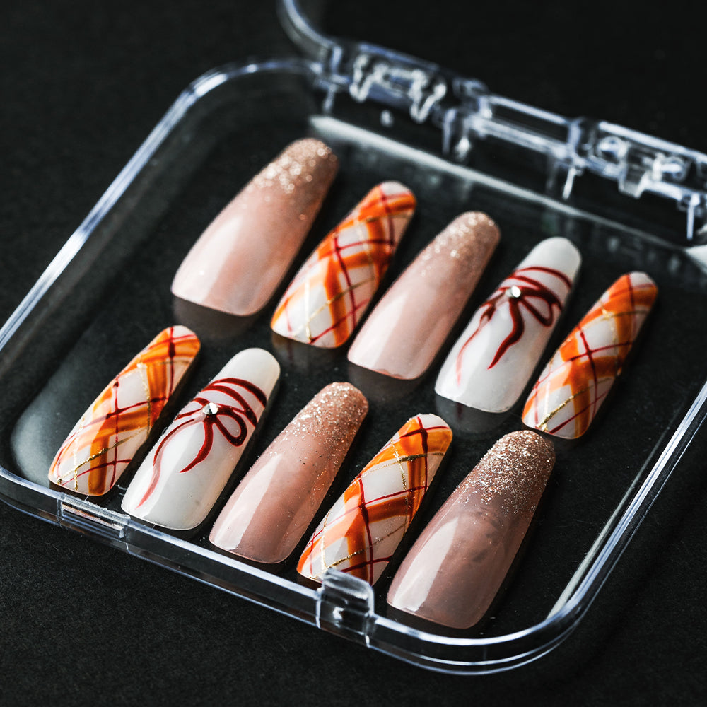 アーガイルチェックリボン（オーダーネイルチップ）