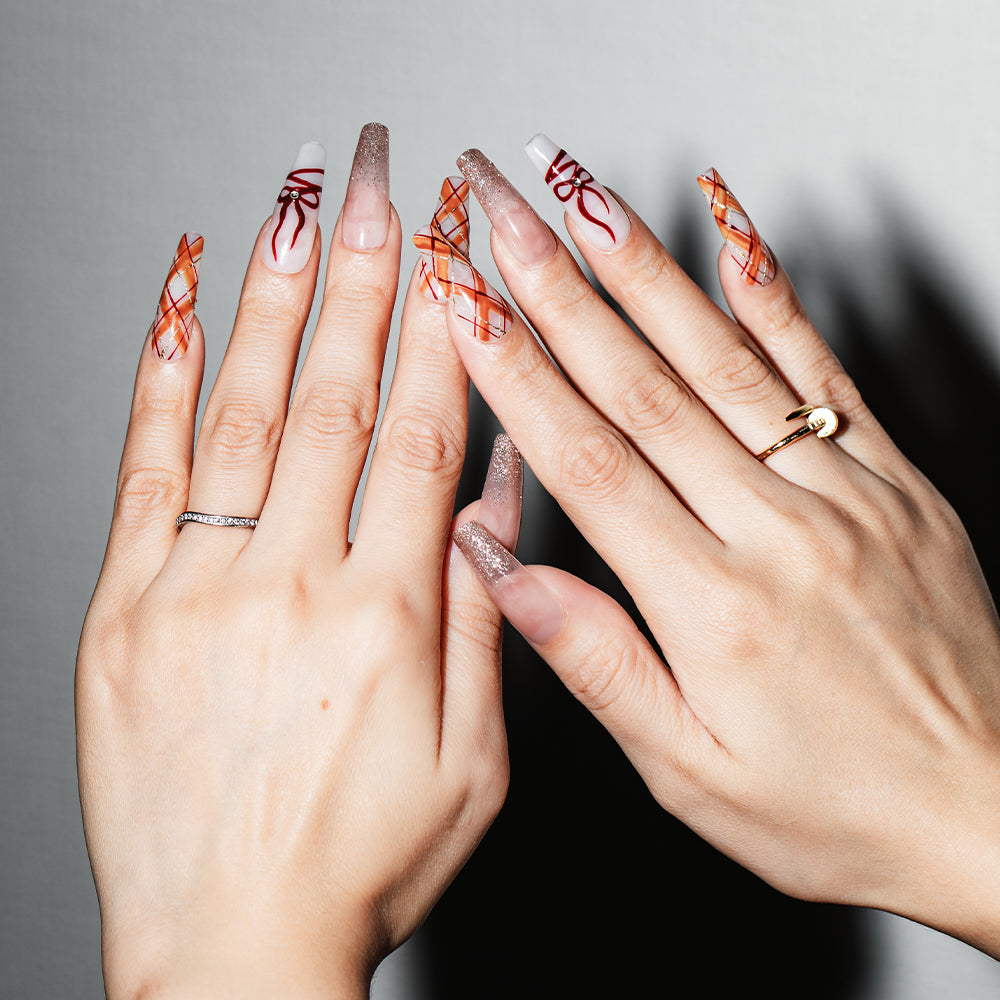 アーガイルチェックリボン（オーダーネイルチップ）